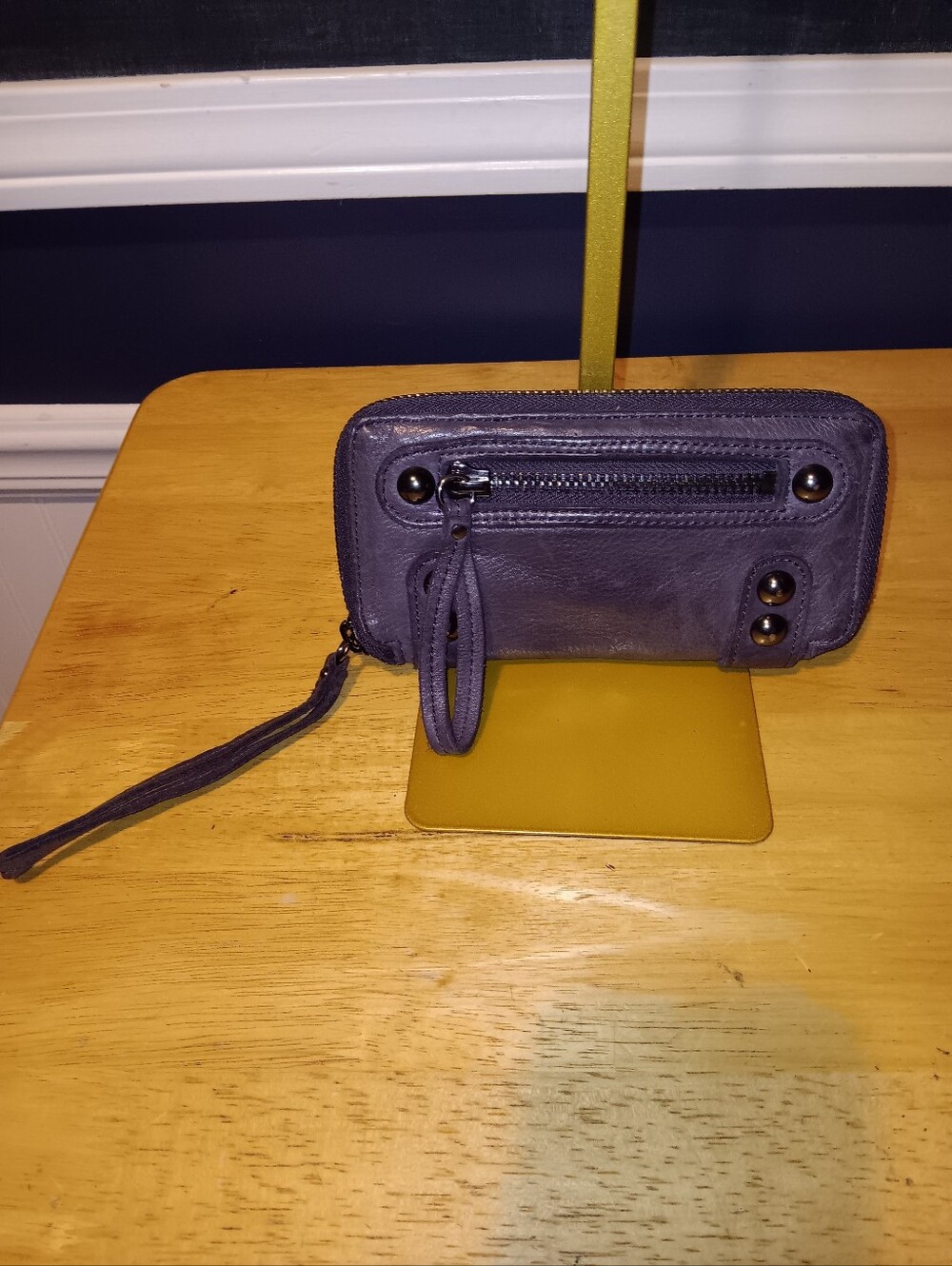 Linea Pelle Purple Leather Wristlet Wallet